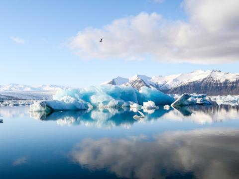 "Jökulsárlón á björtum degi"